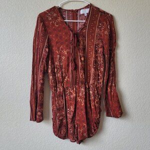 Kendall + Kylie Boho Longsleeve Romper With Pockets Size Small